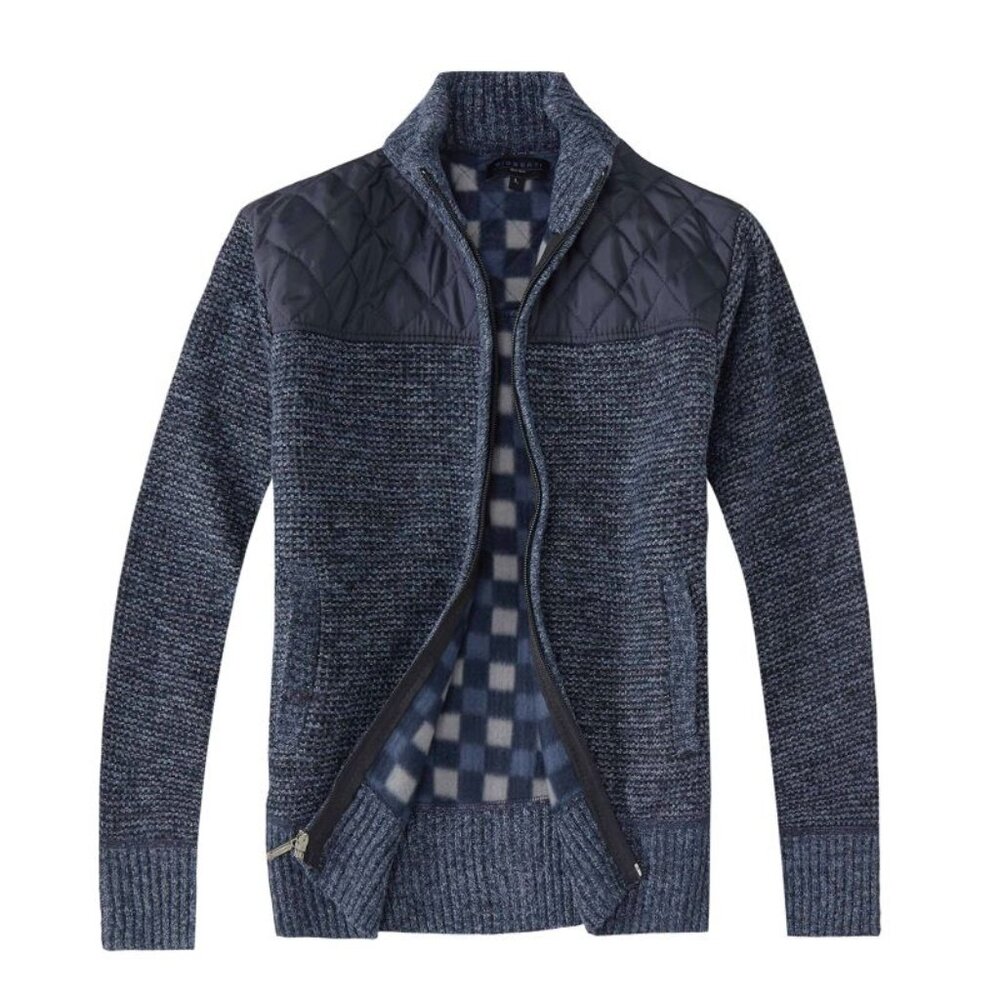 Gioberti Mens Knitted Cardigan Jacket Full Zip Sweater Melange Blue Size M